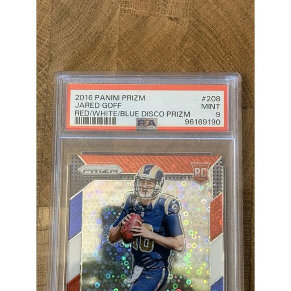 2021-22 Panini Red White/Blue Disco Prizm: Jared Goff#208 Los Angeles Rams PSA 9 - Picture 2 of 6